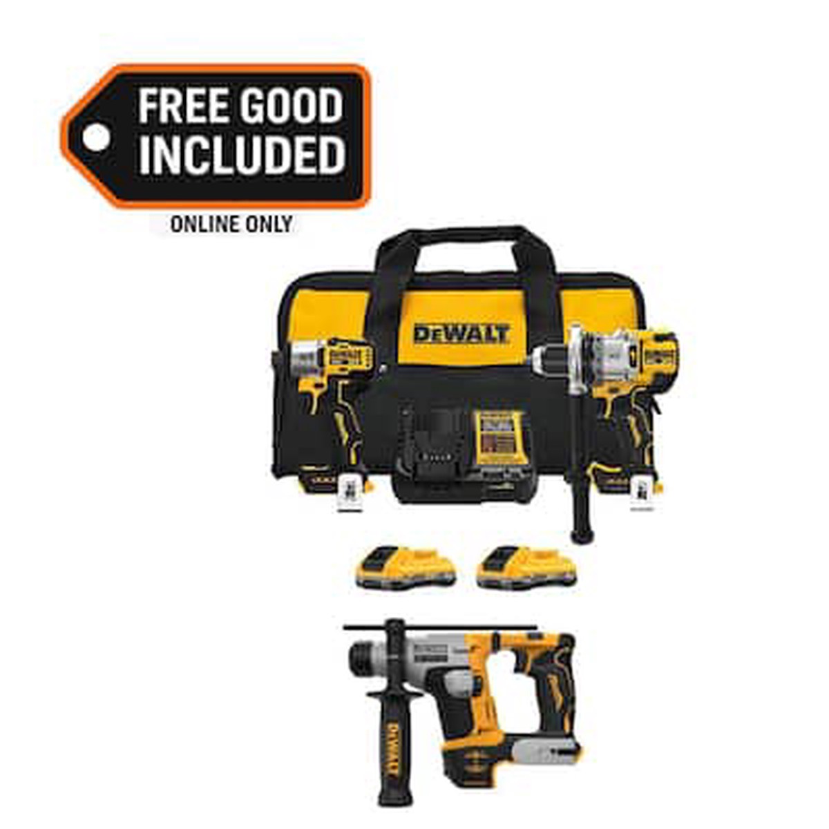 20-Volt MAX Lithium-Ion Cordless 2-Tool Combo Kit and 5/8 in. SDS Plus Hammer Drill w/ (2) 4 Ah Batteries, Charger & Bag