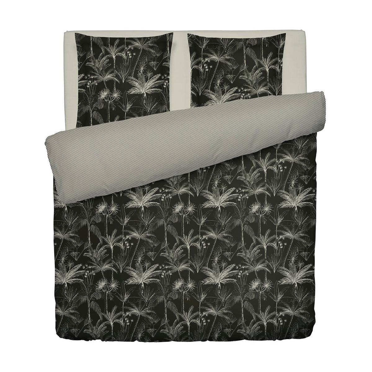 Duvet cover + pillowcase cotton satin – Eden noir Black – 240 x 220 cm + 2 x (80 x 80 cm)