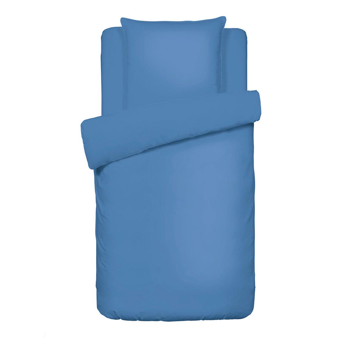 Duvet cover + pillowcase(s) cotton satin – Uni Blue – 135 x 200 cm + 80 x 80 cm