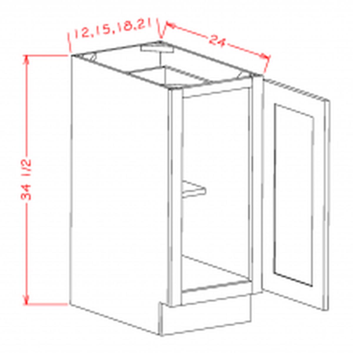 English Toffee 12″ Full Height Door Base Cabinet Pre-Assembled