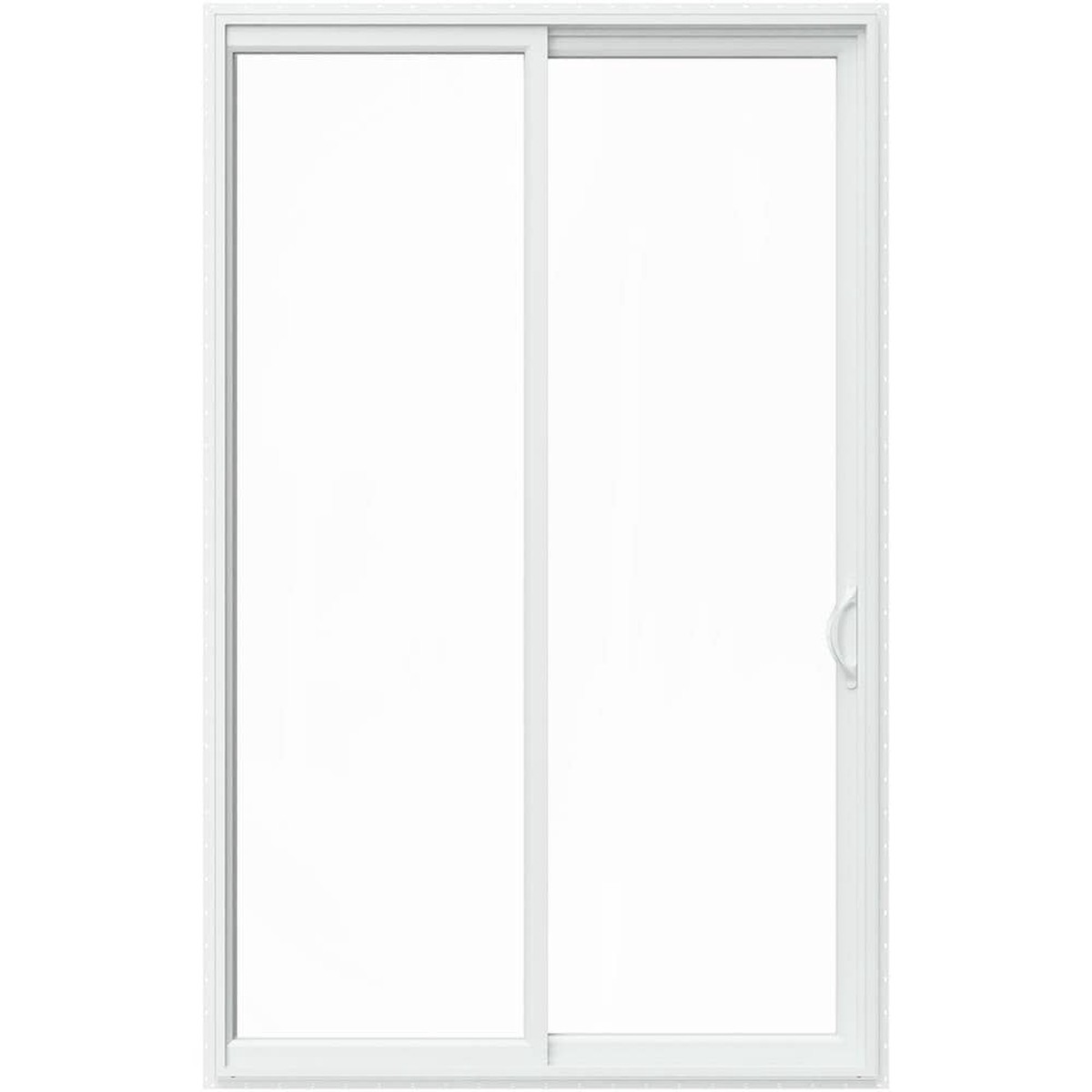JELD-WEN V-2500 96-in x 80-in x 4-9/16-in Jamb White Vinyl Right-Hand Sliding Double Patio Door with Low-E Glass, Screen Included