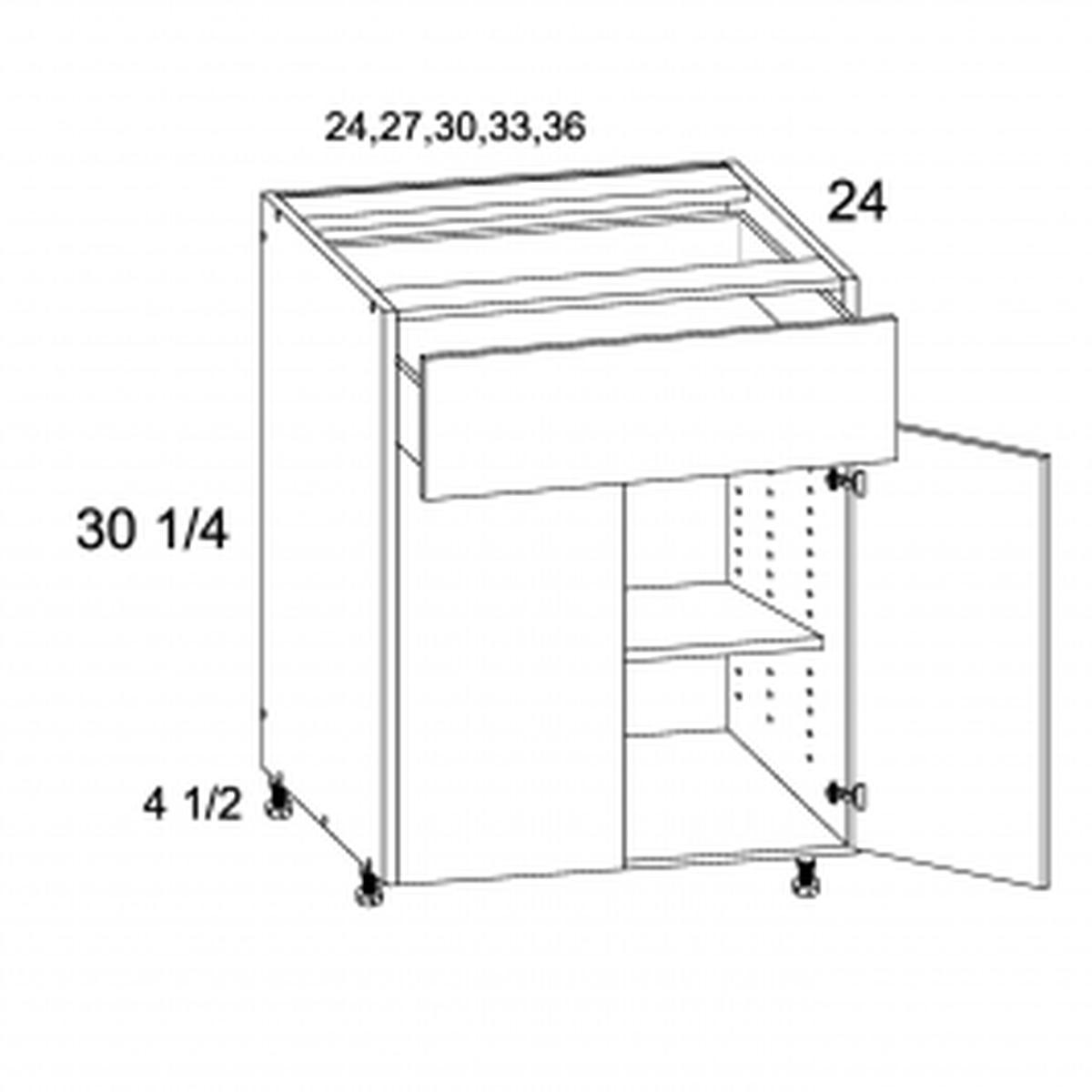 Palermo Gloss White 24″ W One Drawer Two Door Base Pre-Assembled