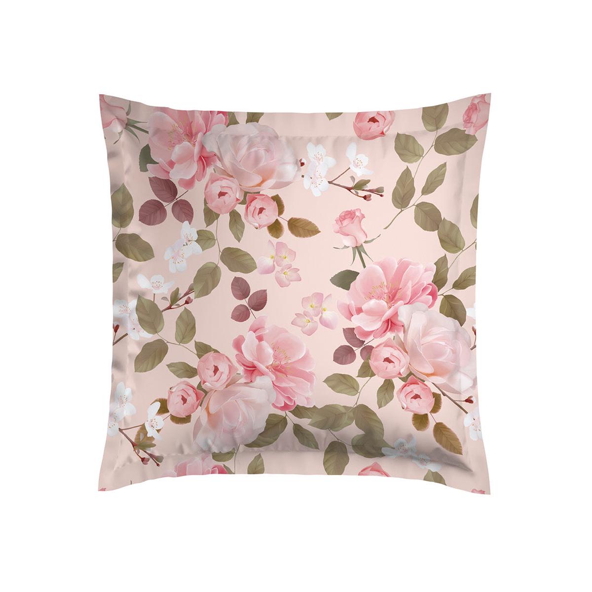 Pillowcase(s) cotton satin – Cerisier des Collines Pink – 2 x (63 x 63 cm)