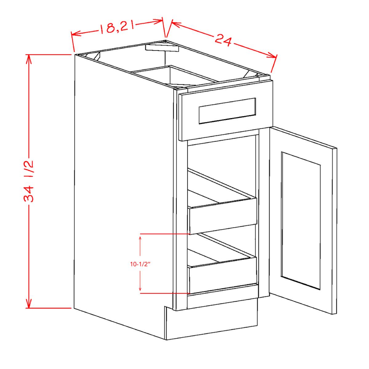 Rigby White Shaker 21″ Base Cabinet w/ 2 Rollout Shelves
