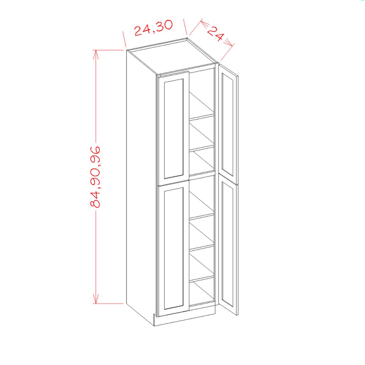 Shaker Cinder 30″ W x 96″ H Wall Pantry
