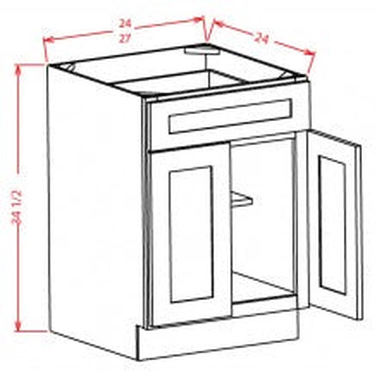 Shaker Grey 24″ Base Cabinet Pre-Assembled