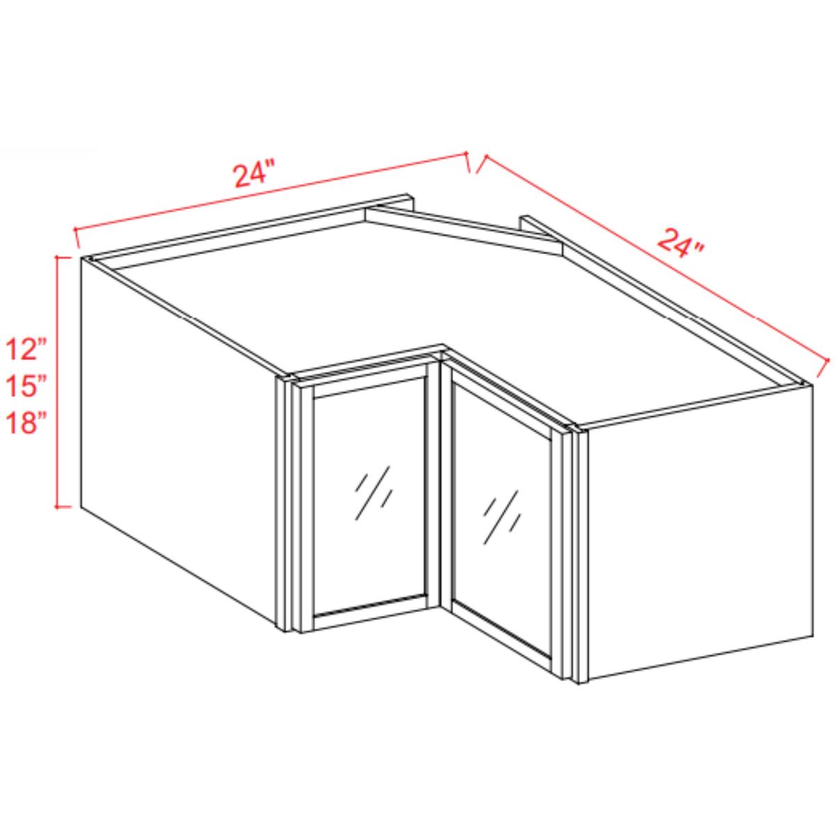 Slim Shaker White Dove Easy Reach Wall Glass Door Cabinet – 24″W x 15″H x 12 “D