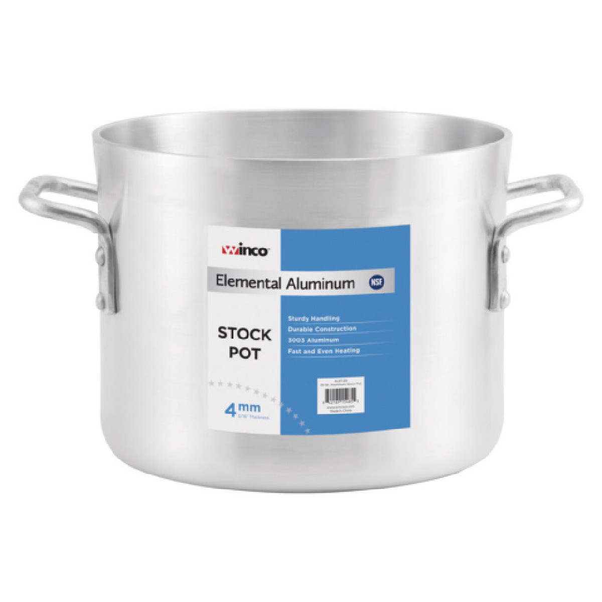 Winco ALST-32 32 Quart Stock Pot NSF Certified with 4mm Aluminum Construction