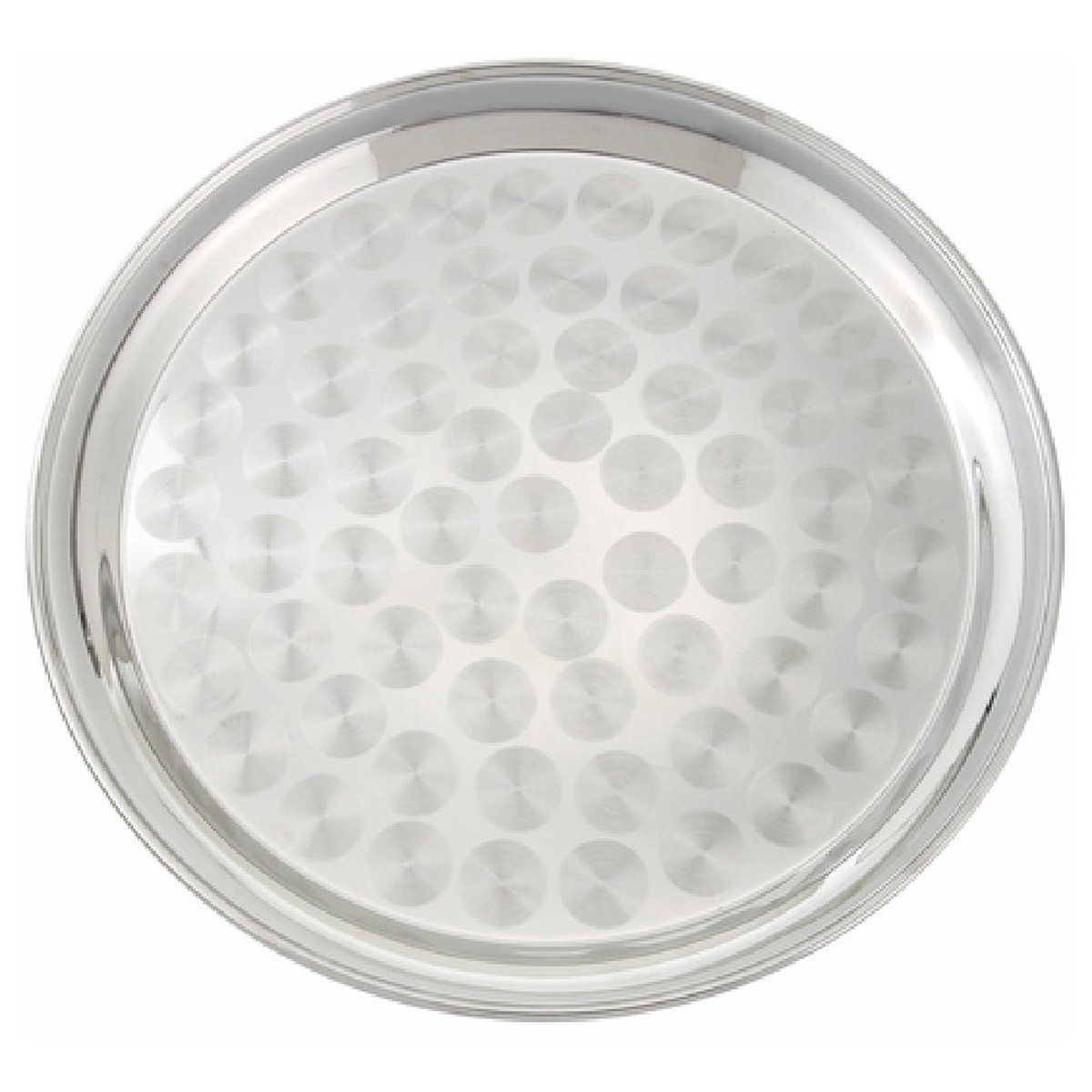 Winco STRS-16 16 Inch Diameter Round Tray with Swirl Design Stainless Steel Polished Finish