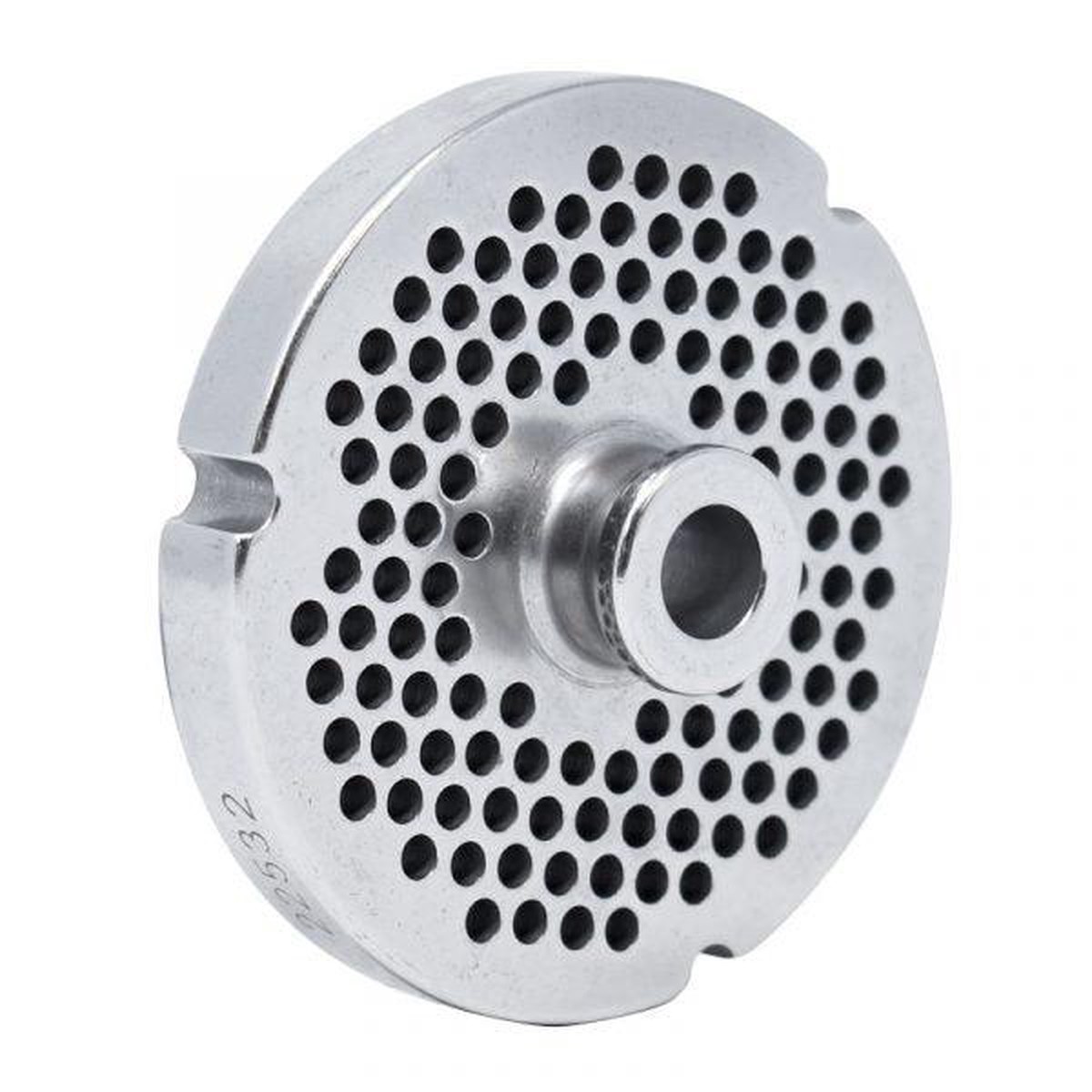 #22 Stainless Steel Machine Plate with Hub and Single Notch - 3-1/4" Diameter, 5/32" Hole Size - 11149