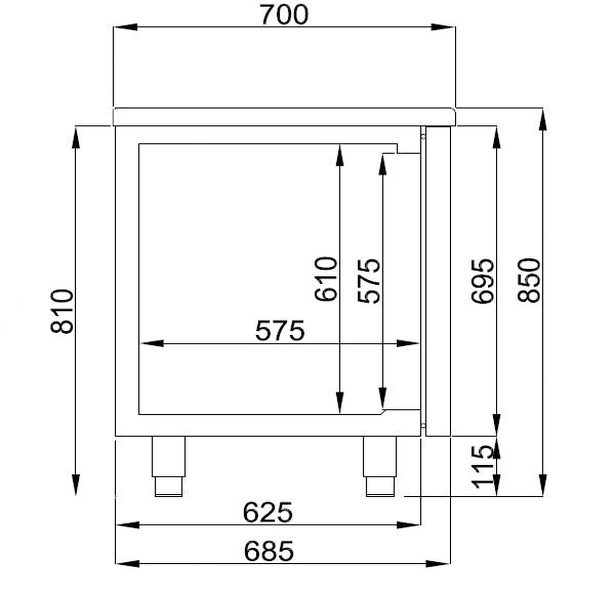 700 REFRIGERATED COUNTER 1 DOOR AND 2 DRAWERS MONOBLOCK ENERGY LINE