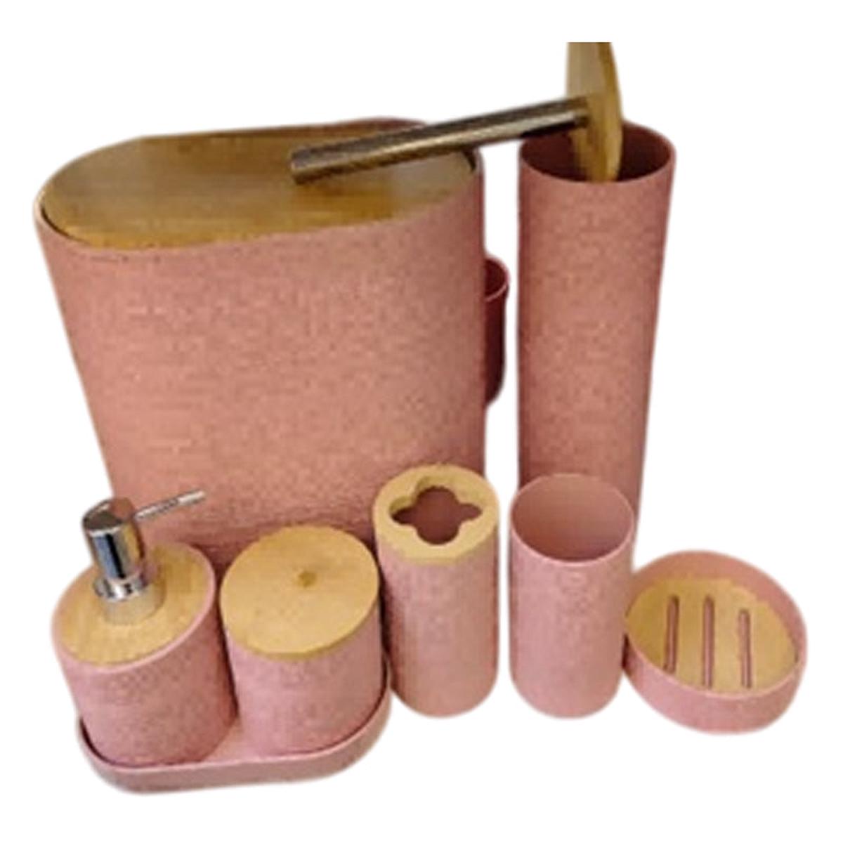 8Pcs Bathroom Accessory – Pink