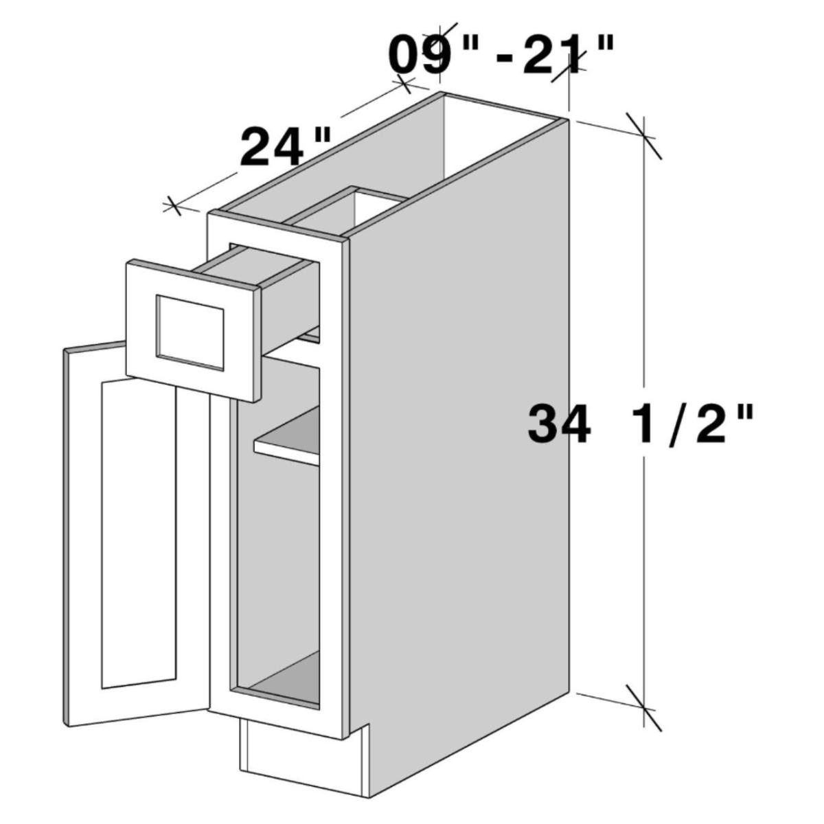 Arctic White Slim Shaker Base Cabinet W18″ X H34.5″ X D24″