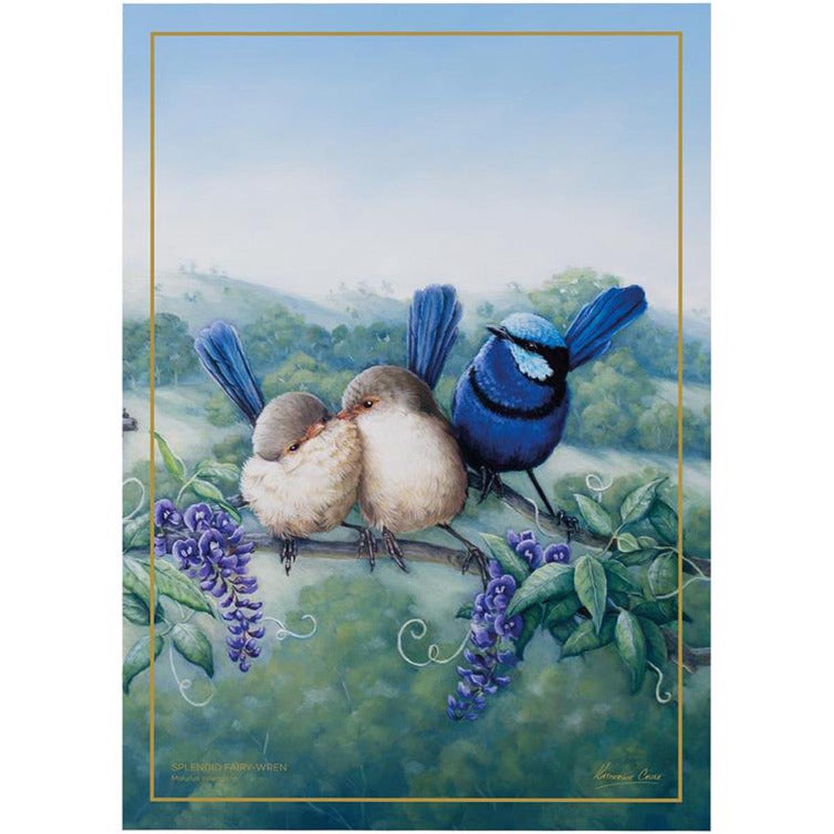 Birds Of Australia Anniversary Tea Towel – Splendid Fairy Wren