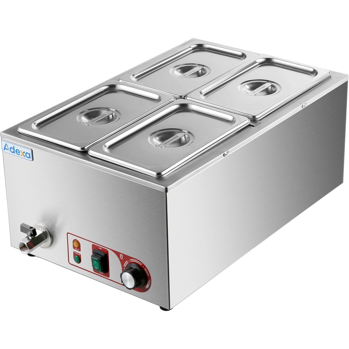 Commercial Bain Marie with Drain Tap 4xGN1/4 Including 4 containers with lid | HB4