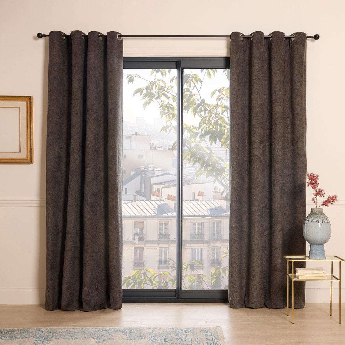 Dim-out eyelet curtain – Versailles Dark grey