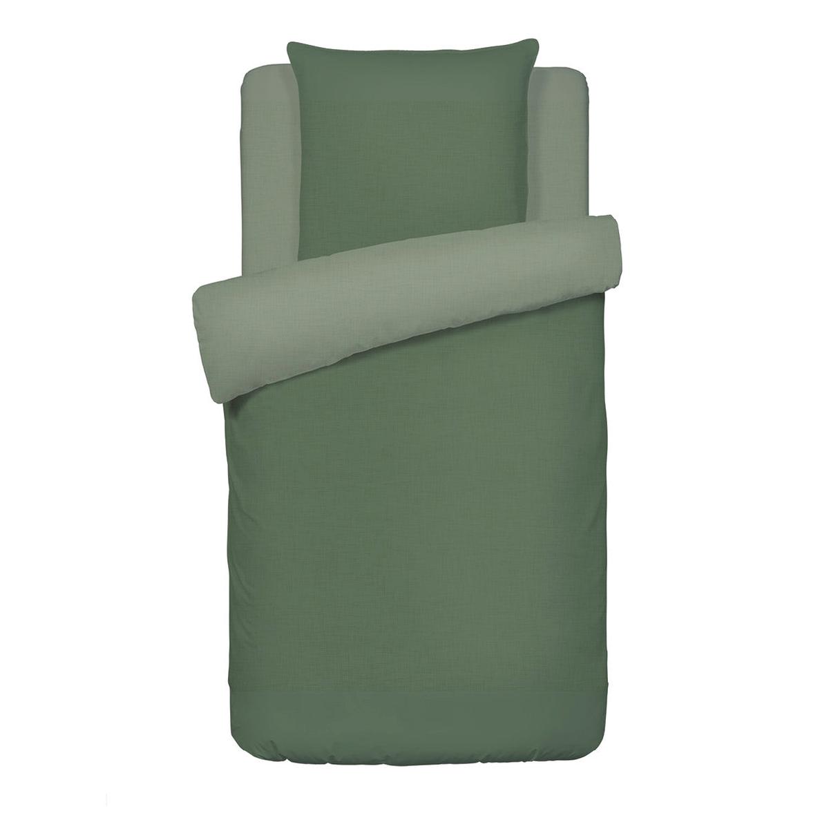 Duvet cover + pillowcase washed cotton – Uni Dark green – 135 x 200 cm + 80 x 80 cm