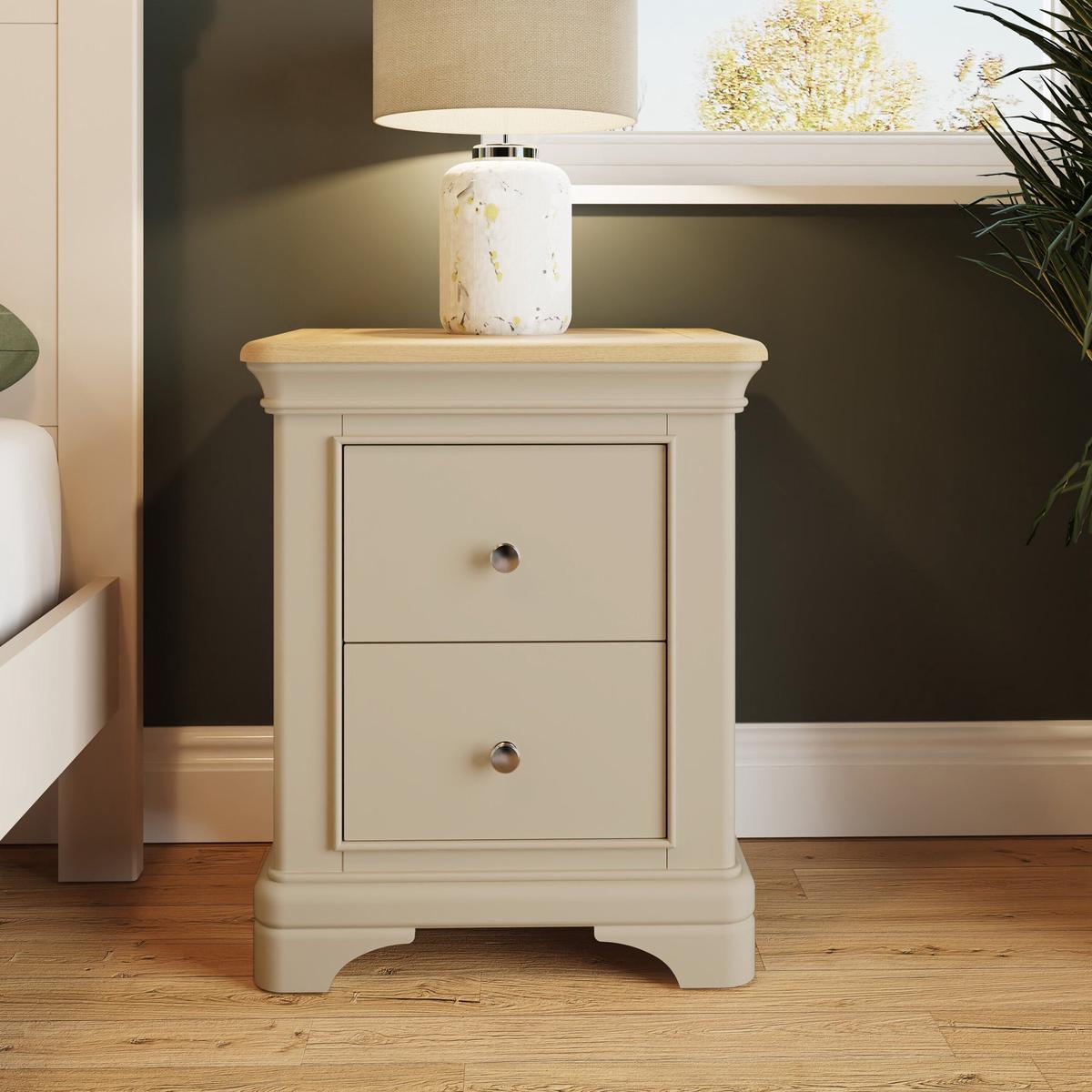 Faire Painted 2 Drawer Bedside Table Old White