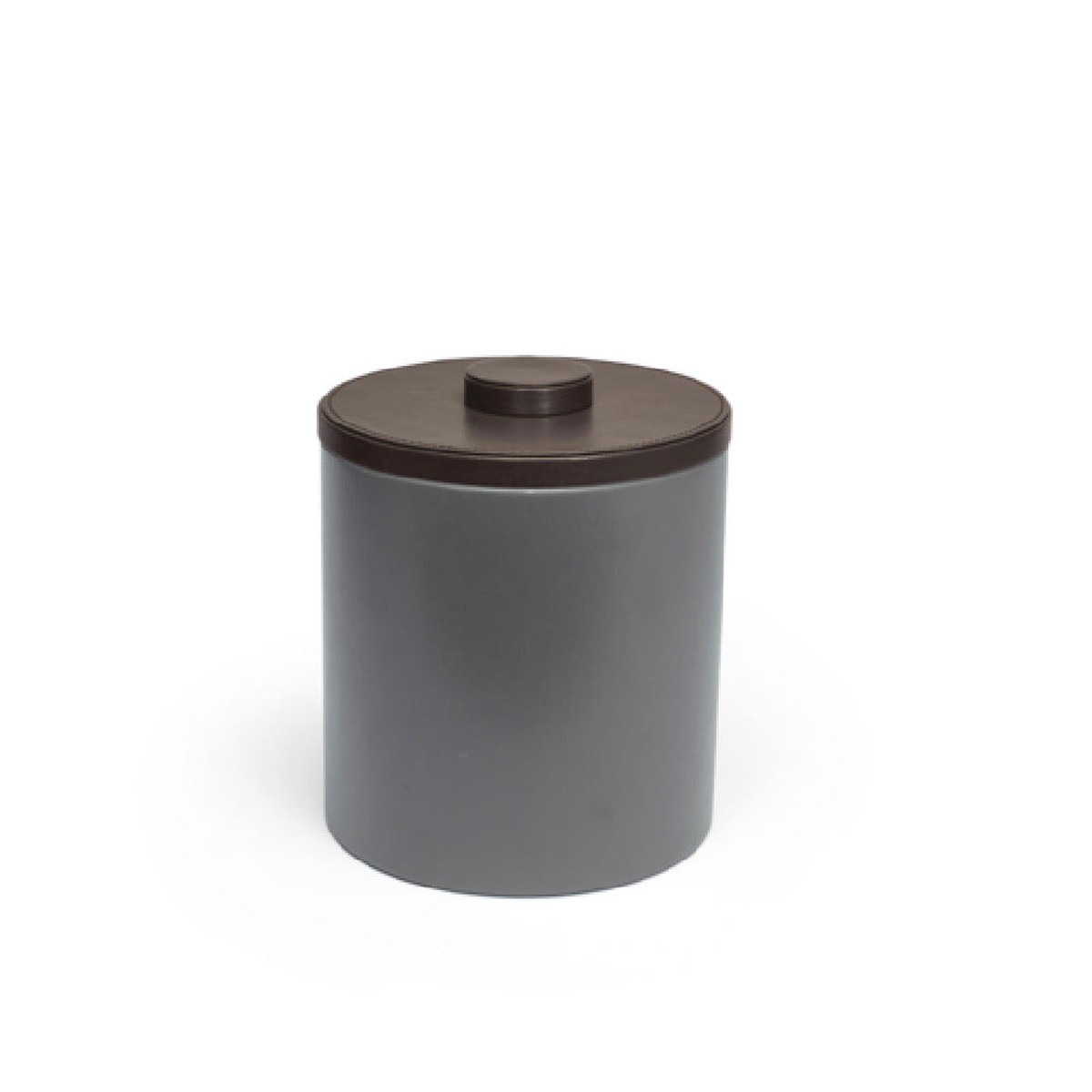 FOH RIB029GYL21 3.5qt Round London Ice Bucket Smoke With Brown Lid Includes One RIB017GYL21-BTM 3.5qt Round London Ice Bucket Base Smoke