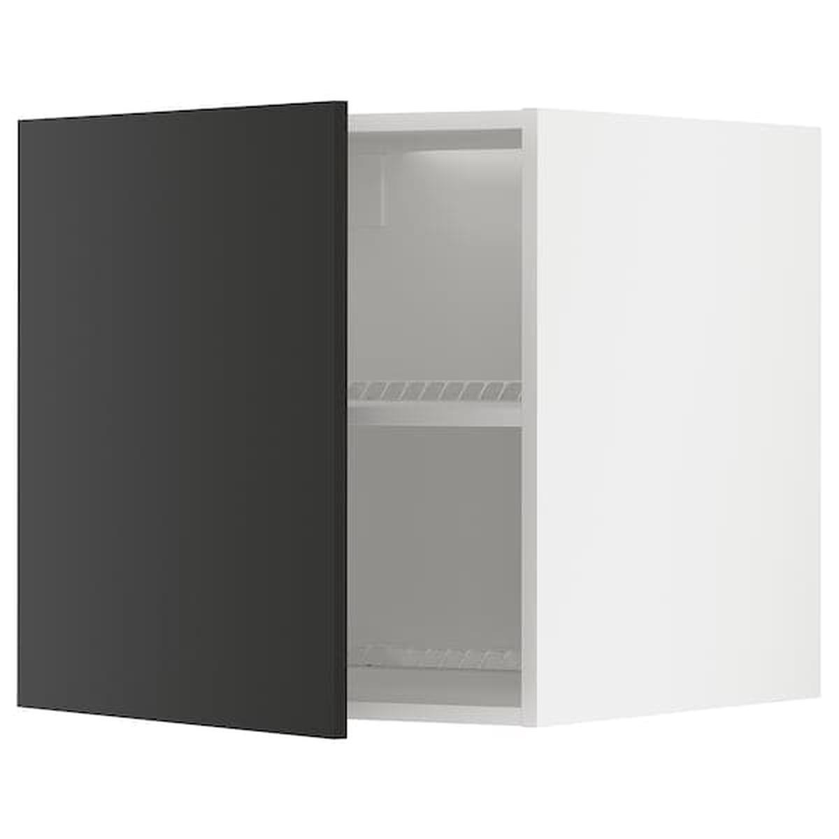 METOD top cabinet for fridge/freezer, white/Nickebo matt anthracite, 60×60 cm