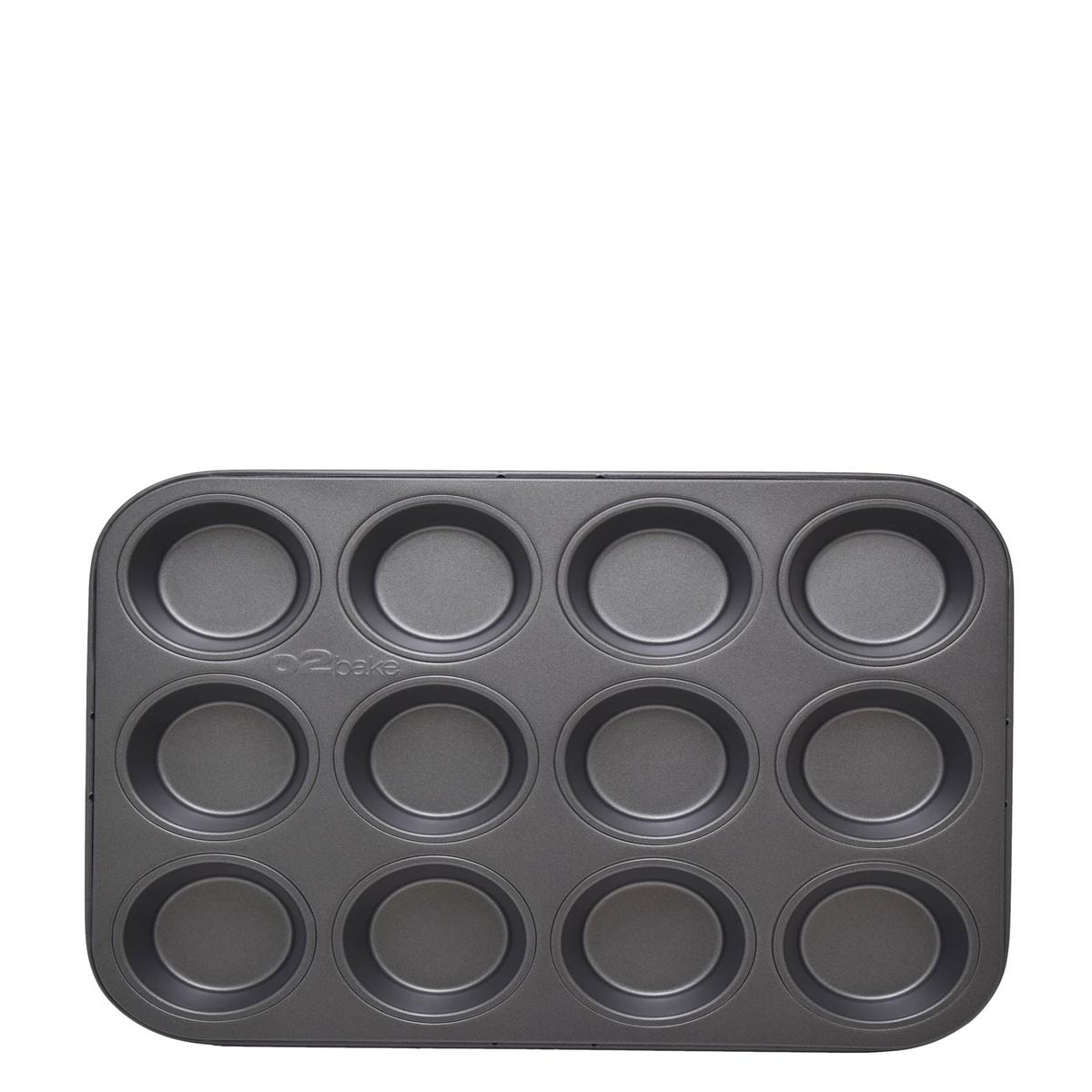 O2 Jumbo Muffin Pan 12 Cup – Black