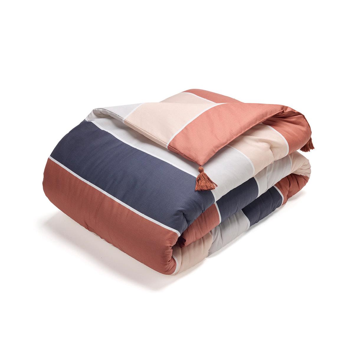 Quilt with tassels cotton satin – Terres douces Brown – 140 x 200 cm