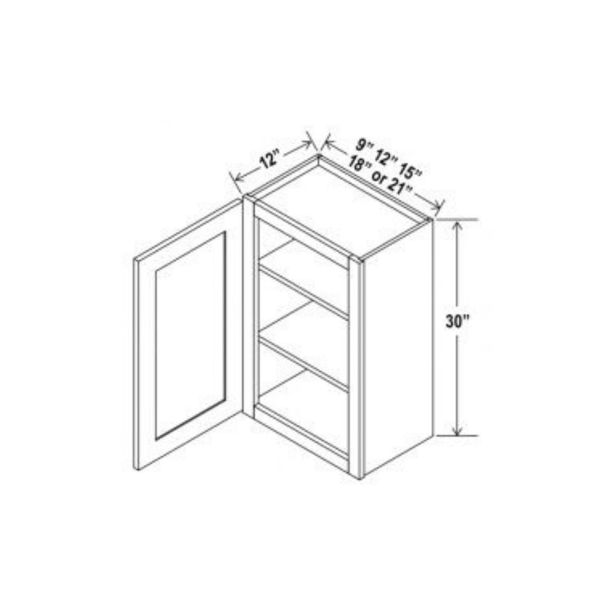 Shaker Aberdeen Green Wall Cabinet – 18″W x 30″H x 12″D – 1D – 2S