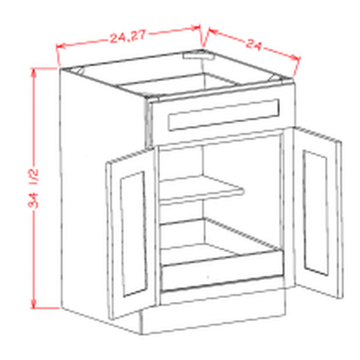 Shaker Cinder 30″ Base Cabinet w/ 1 Rollout Shelf Pre-Assembled