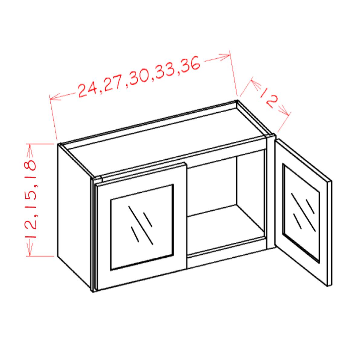 Shaker Navy Blue 36″ W x 12″ H Stacker Wall Glass Door Cabinet with Finished Interior Pre-Assembled – Glass not Included