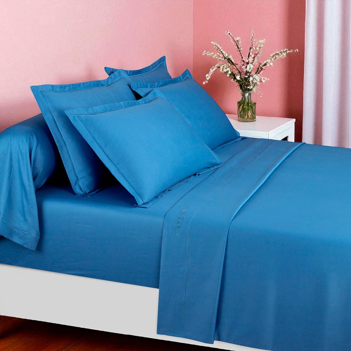 Sheet set cotton satin – Uni 1 baratta Blue 05