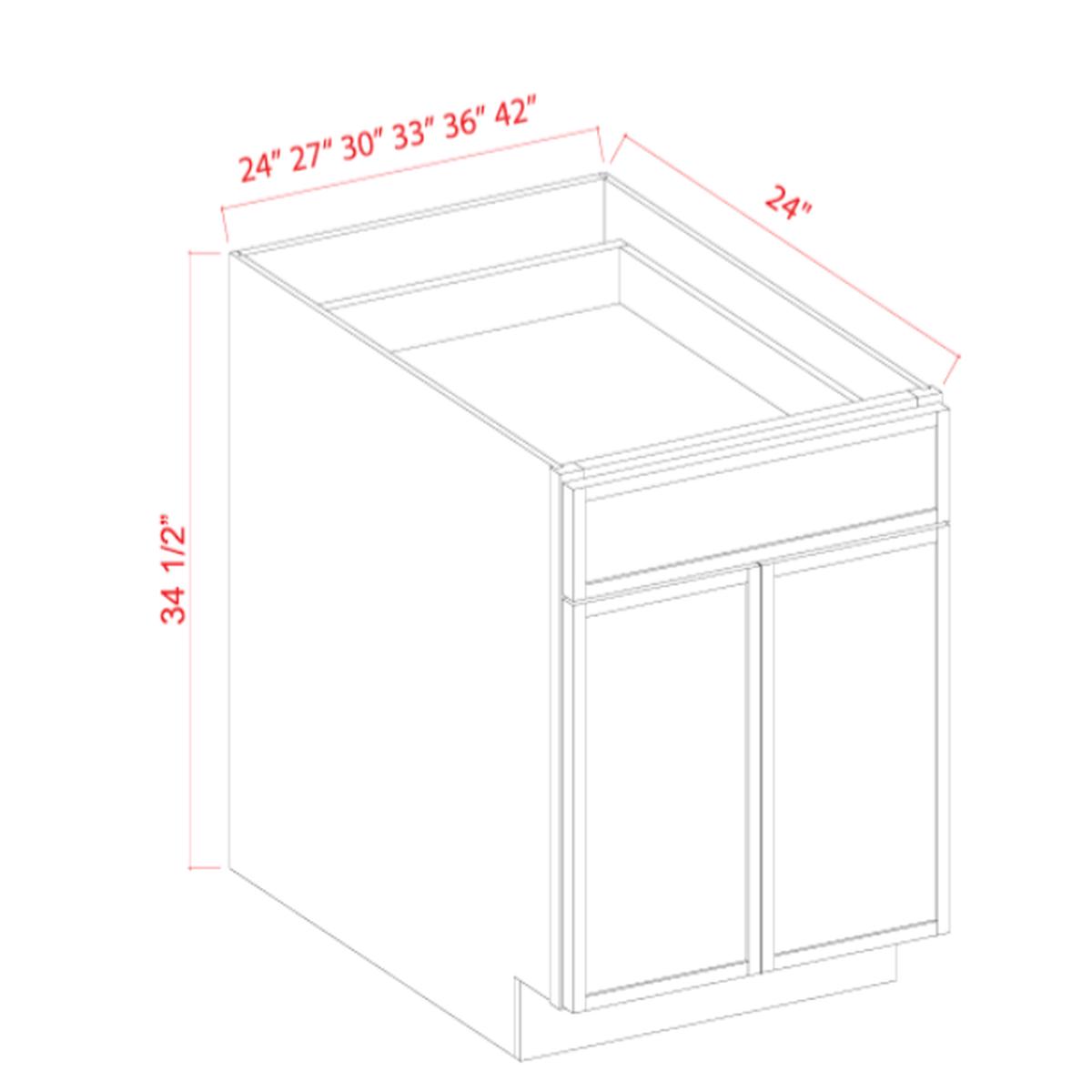 Slim Shaker Aberdeen Green Base Cabinet – 30″W x 34-1/2″H x 24″D – 2D, 2Drw, 1S Pre-Assembled