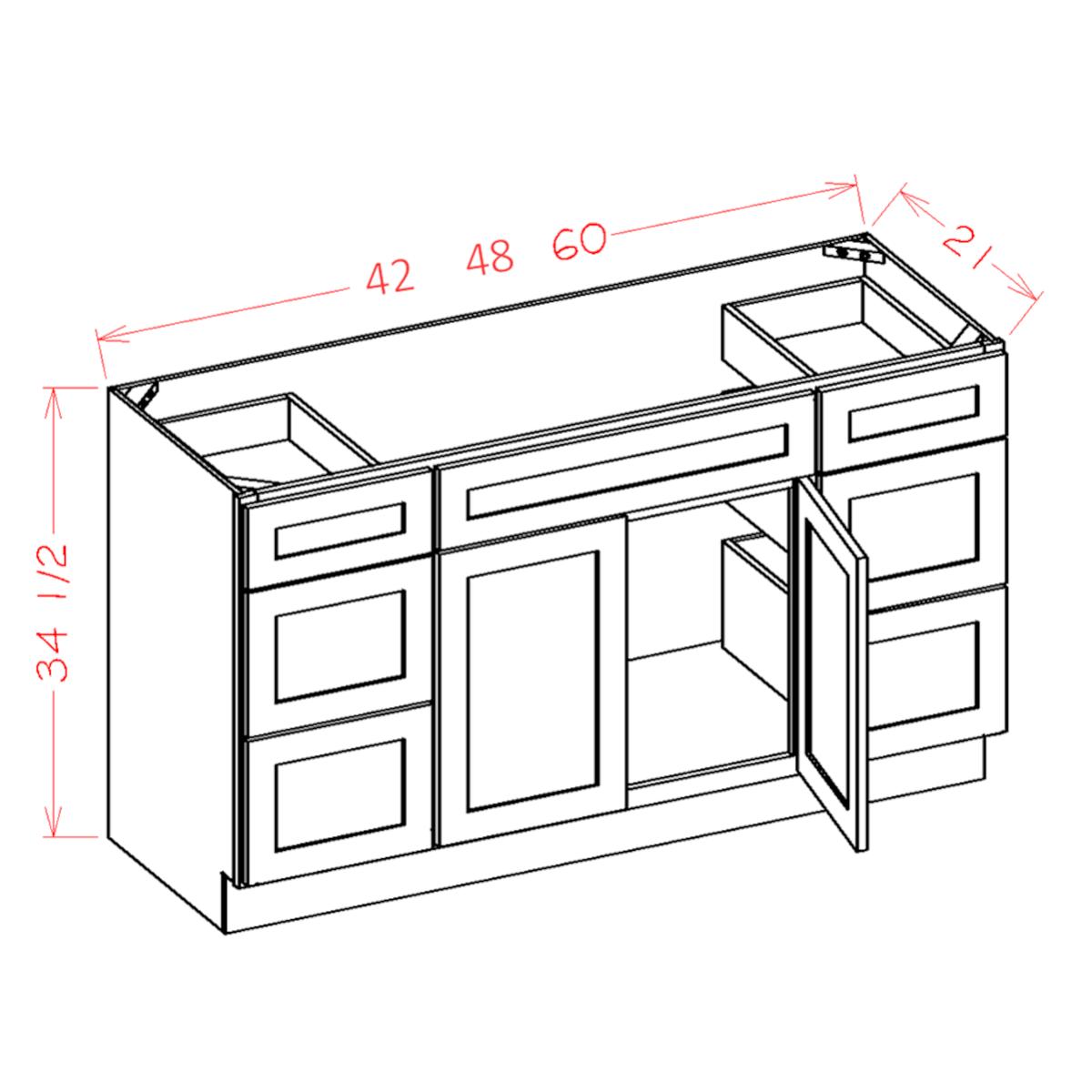 Slim Shaker White 48″ Vanity Combo w/ Drawers