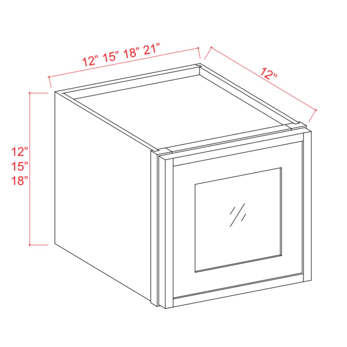 Slim Shaker White Dove Wall Glass Door Cabinet – 21″W x 15″H x 12″D – 1D Pre-Assembled