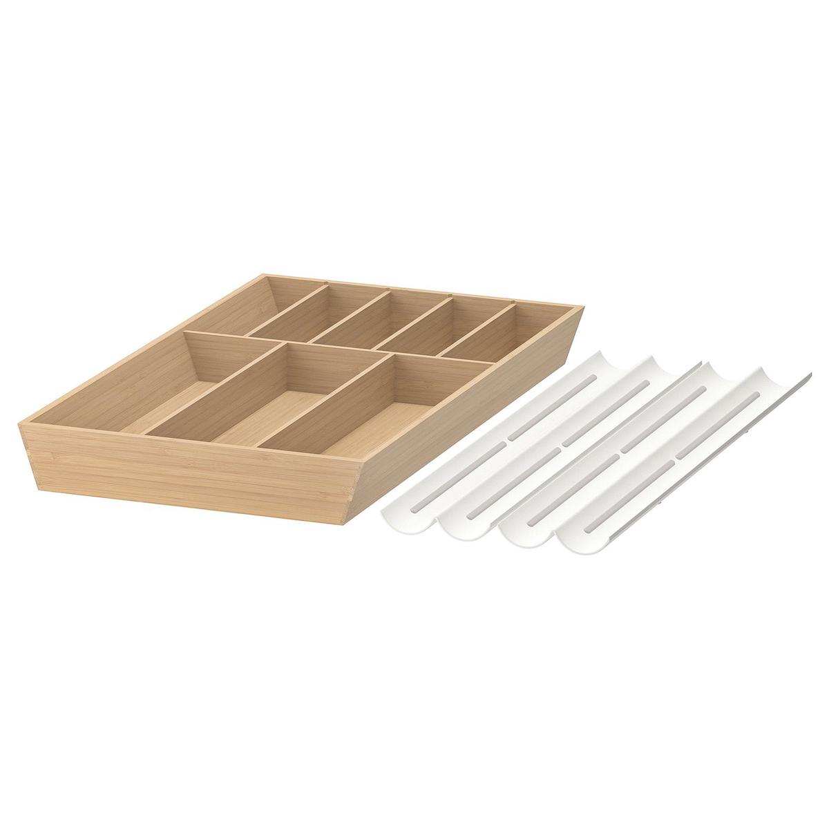 UPPDATERA cutlery tray/spice rack, white/bamboo, 52×50 cm