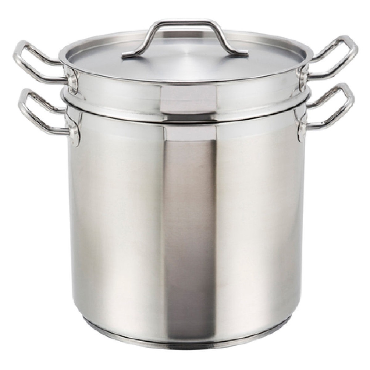 Winco SSDB-16 16 Quart Double Boiler with Cover Induction Ready Aluminum Core Stainless Steel