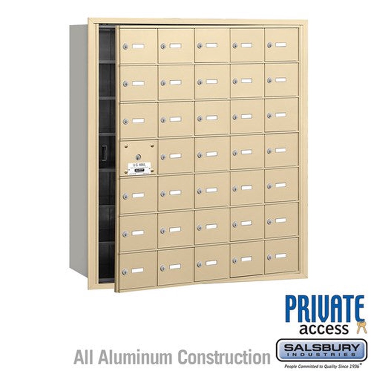 4B+ Horizontal Mailbox with Master Lock – 35 Doors – Sandstone – Front Loading – Private Access