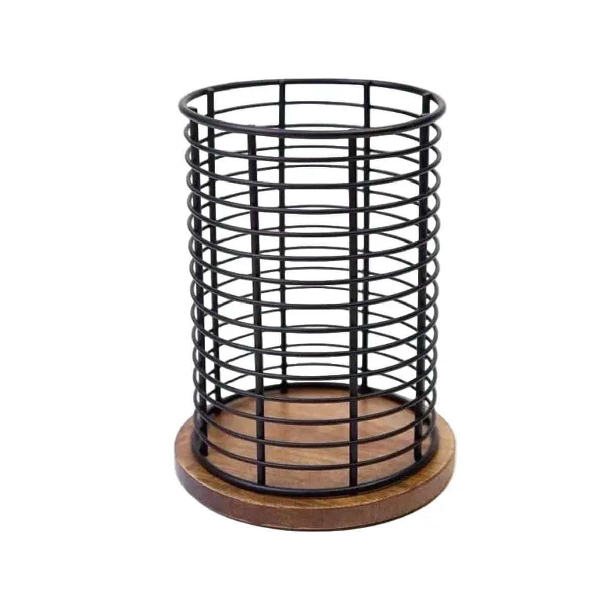 Acacia Metal Kitchen Utensil Holder