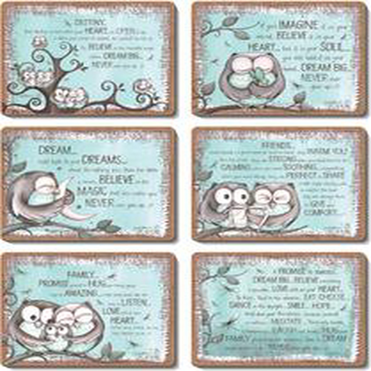 Cinnamon ‘Mint Owl’ Placemats set of 6