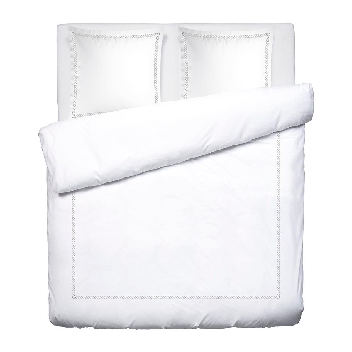 Duvet cover + pillowcase(s) cotton satin – Eclat de perle Grey / White – 240 x 220 cm + 2 x (63 x 63 cm)