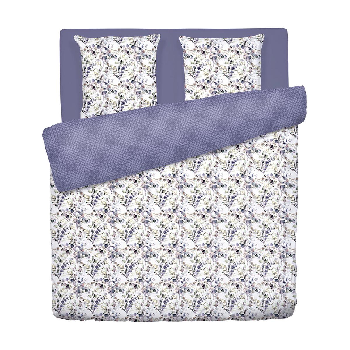 Duvet cover + pillowcase(s) cotton satin – Eucalyptus White – 240 x 220 cm + 2 x (80 x 80 cm)