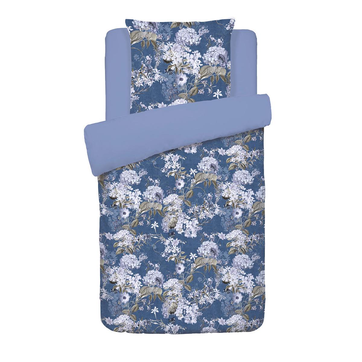 Duvet cover + pillowcase(s) cotton satin – Hortensia Blue – 140 x 200 cm + 63 x 63 cm