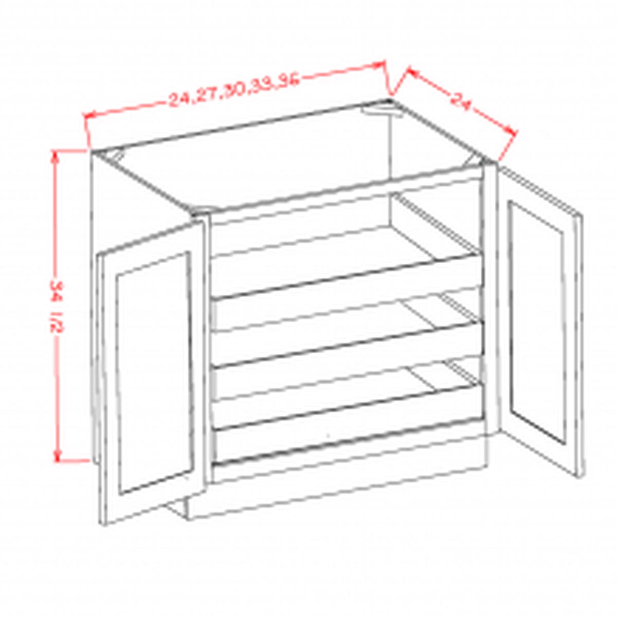 English Birch 27″ Full Height Door Base Cabinet w/ 3 Rollout Shelves Pre-Assembled