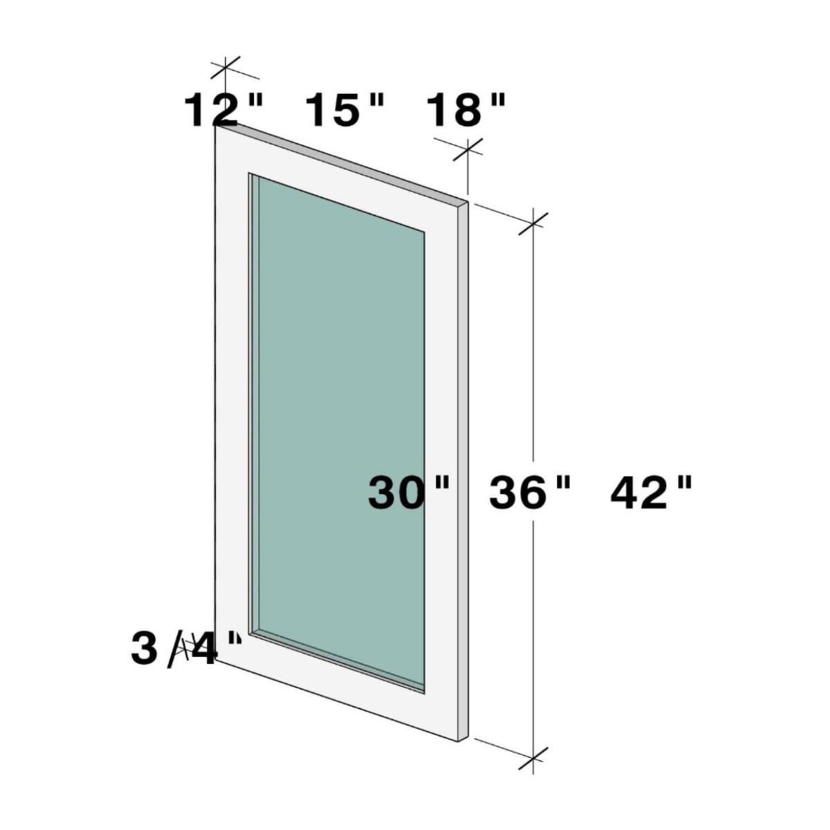 Graphite Shaker Wall Cabinet Glass Door Only W18″ X H42″ X D0.75″