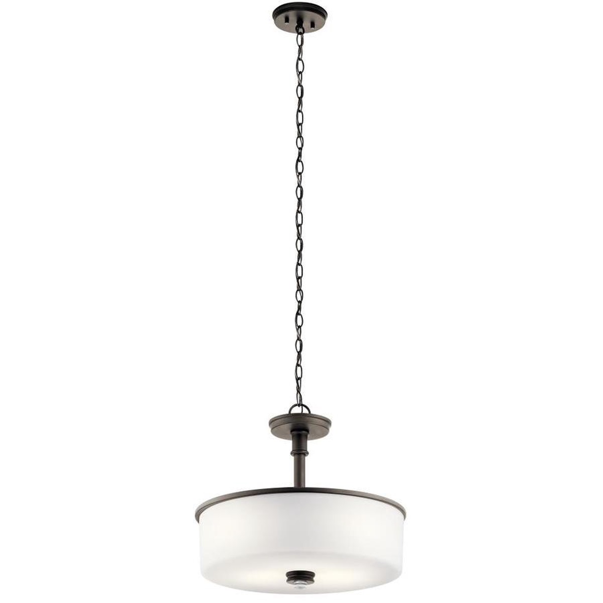 Kichler Joelson Olde Bronze Transitional Etched Glass Drum Convertible Pendant/Semi-Flush, 17.75 in.