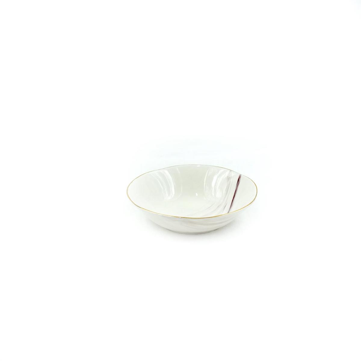 Marble & Geometric Design Porcelain Dinnerware Set with Gold Rim  Elegant Dining Collection – BIG BOWL