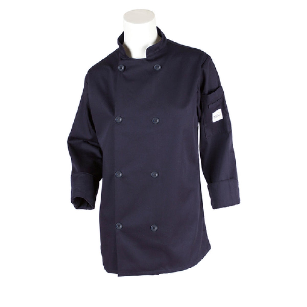Mercer Culinary M60020NBL Large Chef Coat Women’s Long Sleeve Navy Blue with Pocket