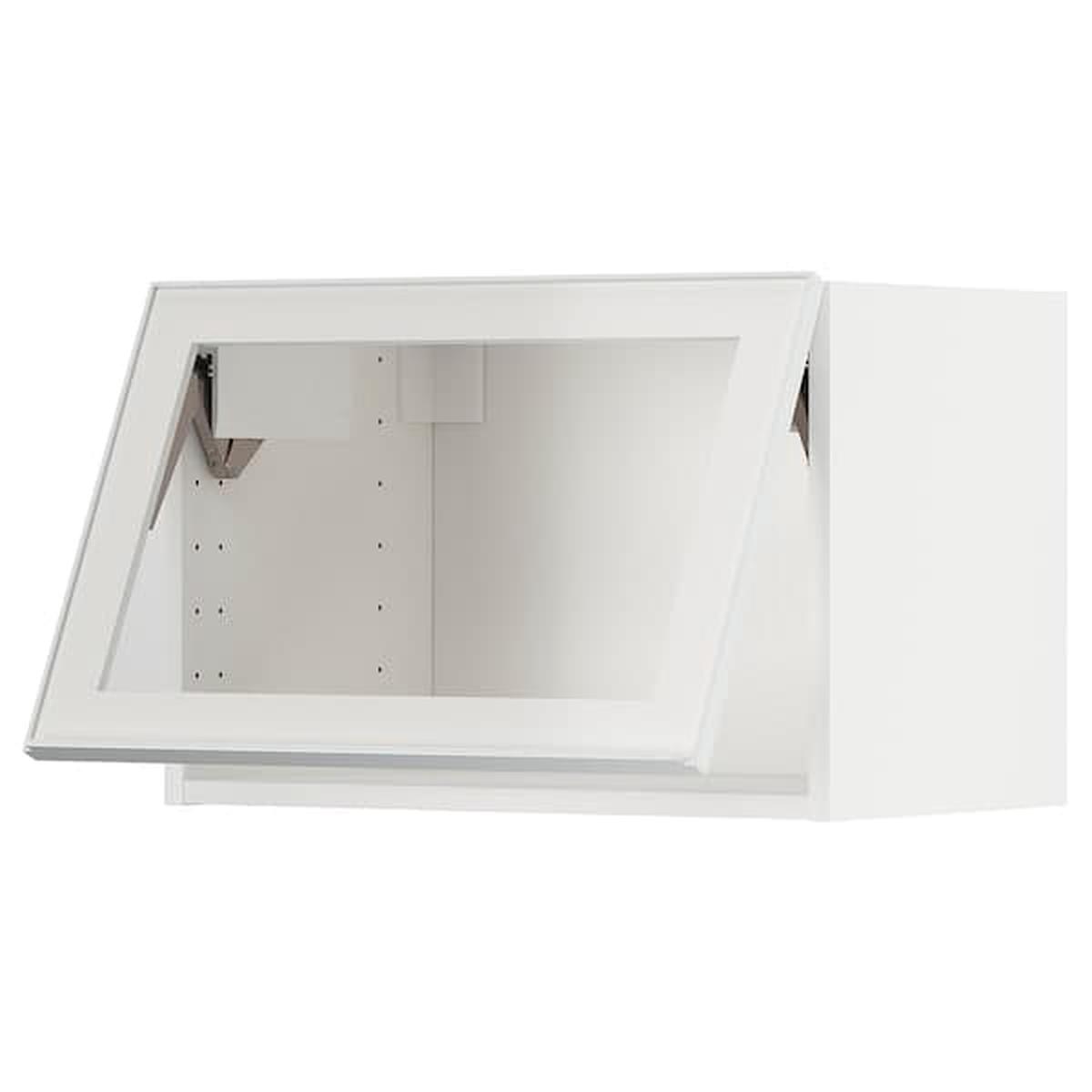 METOD wall cab horizontal w glass door, white/Hejsta white clear glass, 60×40 cm