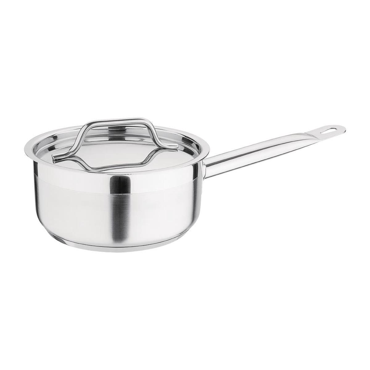 Nisbets Essentials Stainless Steel Saucepan With Lid 16cm – DF670