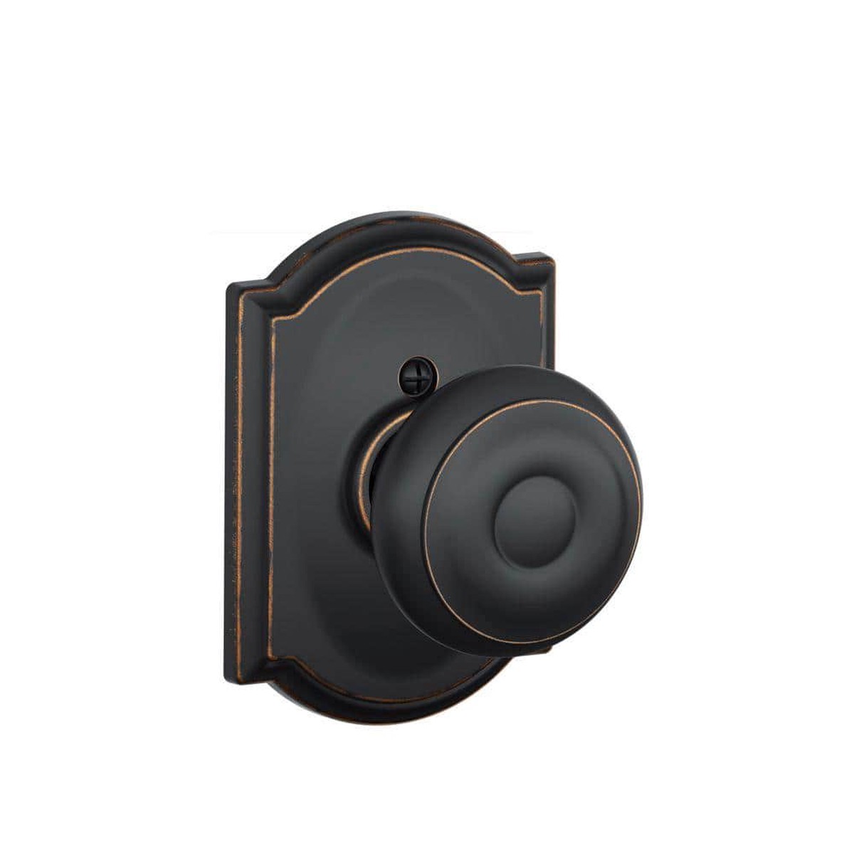 Schlage Georgian Aged Bronze Dummy Door Knob with Camelot Trim