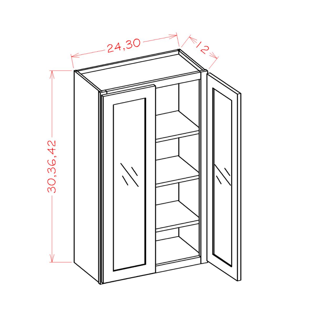 Shaker Antique White 30″ W x 42″ H Wall Glass Door Cabinet With Finished Interior – Glass not Included